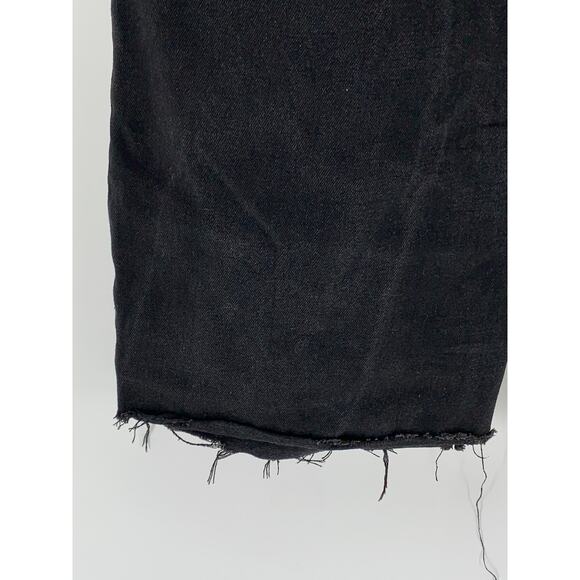 EDIKTED Women's Black Denim Frayed Wide-Leg High-Rise Five-Pocket Jeans SZ S - Picture 8 of 10